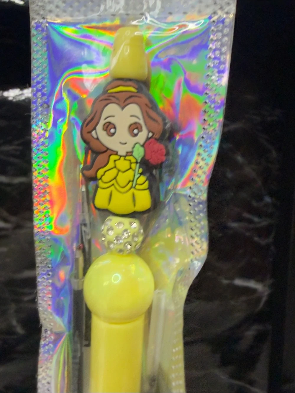 Belle from Beauty and the Beast Focal Bead Pen Black and Blue Ink